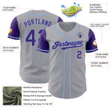 Custom Gray Purple-Light Blue Authentic Two Tone Baseball Jersey