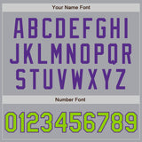 Custom Gray Neon Green-Purple Authentic Two Tone Baseball Jersey