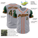 Custom Gray Green-Orange Authentic Two Tone Baseball Jersey