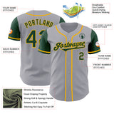 Custom Gray Green-Gold Authentic Two Tone Baseball Jersey