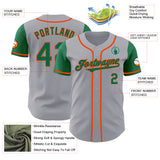 Custom Gray Kelly Green-Orange Authentic Two Tone Baseball Jersey
