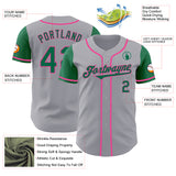 Custom Gray Kelly Green-Pink Authentic Two Tone Baseball Jersey