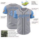 Custom Gray Light Blue-Steel Gray Authentic Two Tone Baseball Jersey