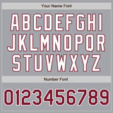 Custom Gray Crimson-White Authentic Two Tone Baseball Jersey