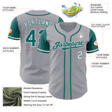 Custom Gray Teal-White Authentic Two Tone Baseball Jersey