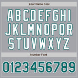 Custom Gray Teal-White Authentic Two Tone Baseball Jersey