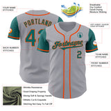Custom Gray Teal-Orange Authentic Two Tone Baseball Jersey