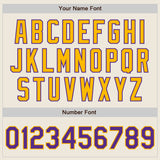 Custom Cream Purple Pinstripe Gold Authentic Two Tone Baseball Jersey