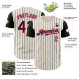 Custom Cream Black Pinstripe Neon Pink Authentic Two Tone Baseball Jersey