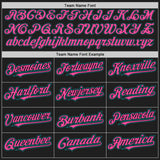Custom Black Pink Pinstripe Teal Authentic Two Tone Baseball Jersey