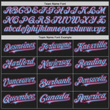 Custom Black Light Blue Pinstripe Pink Authentic Two Tone Baseball Jersey