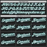 Custom Black Teal Pinstripe White Authentic Two Tone Baseball Jersey