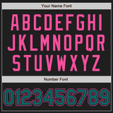 Custom Black Teal Pinstripe Pink Authentic Two Tone Baseball Jersey