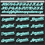 Custom Black Aqua Pinstripe White Authentic Two Tone Baseball Jersey