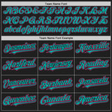 Custom Black Aqua Pinstripe Pink Authentic Two Tone Baseball Jersey