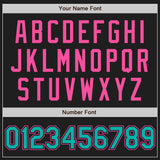 Custom Black Aqua Pinstripe Pink Authentic Two Tone Baseball Jersey