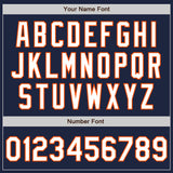 Custom Navy Orange Pinstripe White Authentic Two Tone Baseball Jersey
