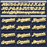 Custom Navy Gold Pinstripe White Authentic Two Tone Baseball Jersey