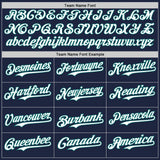 Custom Navy Teal Pinstripe White Authentic Two Tone Baseball Jersey