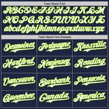 Custom Navy Neon Green Pinstripe White Authentic Two Tone Baseball Jersey