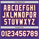Custom Purple Orange Pinstripe White Authentic Two Tone Baseball Jersey