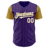 Custom Purple Old Gold Pinstripe White Authentic Two Tone Baseball Jersey