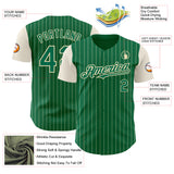 Custom Kelly Green Cream Pinstripe Cream Authentic Two Tone Baseball Jersey