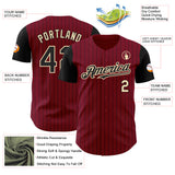 Custom Crimson Black Pinstripe Cream Authentic Two Tone Baseball Jersey