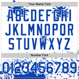 Custom White Thunder Blue Splatter Camo Two Tone Authentic Baseball Jersey