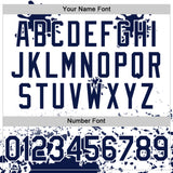 Custom White Navy-Teal Splatter Camo Two Tone Authentic Baseball Jersey