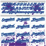 Custom White Purple Teal-Gray Splatter Camo Two Tone Authentic Baseball Jersey