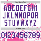 Custom White Purple Pink-Blue Splatter Camo Two Tone Authentic Baseball Jersey