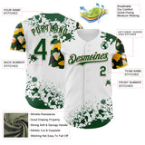 Custom White Green Cream-Yellow Splatter Camo Two Tone Authentic Baseball Jersey