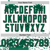 Custom White Kelly Green-Black Splatter Camo Two Tone Authentic Baseball Jersey