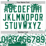 Custom White Kelly Green Pink-Black Splatter Camo Two Tone Authentic Baseball Jersey