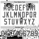 Custom White Steel Gray-Black Splatter Camo Two Tone Authentic Baseball Jersey