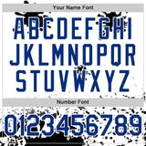 Custom White Royal-Black Splatter Camo Two Tone Authentic Baseball Jersey