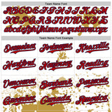 Custom White Red Navy-Old Gold Splatter Camo Two Tone Authentic Baseball Jersey