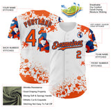 Custom White Orange-US Navy Blue Splatter Camo Two Tone Authentic Baseball Jersey