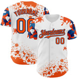 Custom White Orange-US Navy Blue Splatter Camo Two Tone Authentic Baseball Jersey