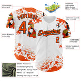 Custom White Orange Black-Old Gold Splatter Camo Two Tone Authentic Baseball Jersey