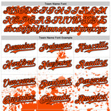 Custom White Orange Black-Old Gold Splatter Camo Two Tone Authentic Baseball Jersey