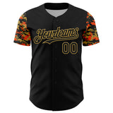 Custom Black Old Gold-Orange Digital Camo Two Tone Authentic Baseball Jersey