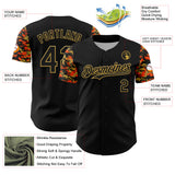 Custom Black Old Gold-Orange Digital Camo Two Tone Authentic Baseball Jersey
