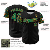 Custom Black Kelly Green-Old Gold Digital Camo Two Tone Authentic Baseball Jersey