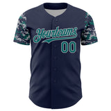 Custom Navy Teal-Gray Digital Camo Two Tone Authentic Baseball Jersey