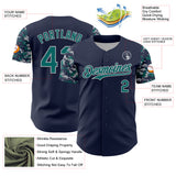 Custom Navy Teal-Gray Digital Camo Two Tone Authentic Baseball Jersey