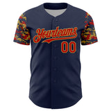 Custom Navy Red-Old Gold Digital Camo Two Tone Authentic Baseball Jersey