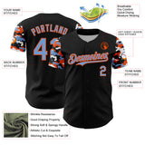 Custom Black Powder Blue Orange-White Digital Camo Two Tone Authentic Baseball Jersey