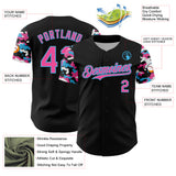 Custom Black Pink Sky Blue-White Digital Camo Two Tone Authentic Baseball Jersey